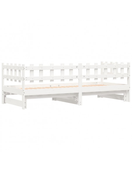 Dormeuse Estraibile Bianca 2x(90x190) cm Legno Massello di Pino