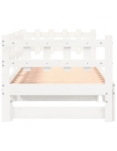 Dormeuse Estraibile Bianca 2x(90x190) cm Legno Massello di Pino