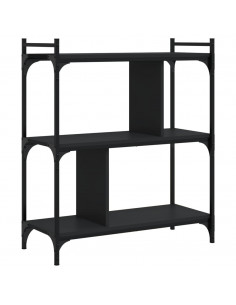 Libreria Nera 3 Ripiani 76x32x88 cm Legno Multistrato 2