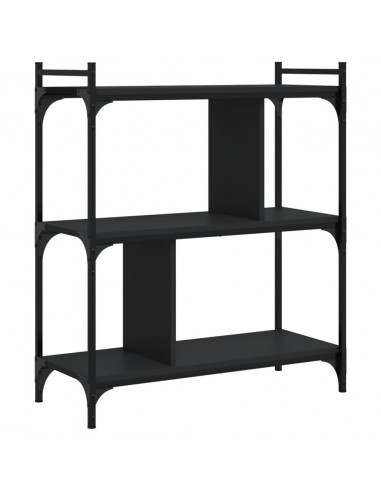 Libreria Nera 3 Ripiani 76x32x88 cm Legno Multistrato