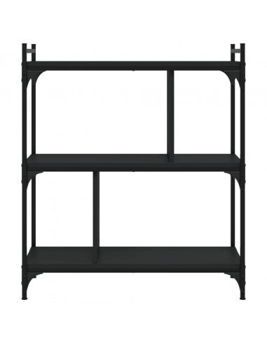 Libreria Nera 3 Ripiani 76x32x88 cm Legno Multistrato