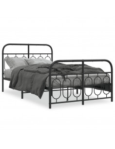 Giroletto con Testiera e Pediera Metallo Nero 120x200 cm 2