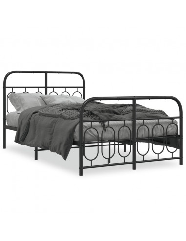 Giroletto con Testiera e Pediera Metallo Nero 120x200 cm