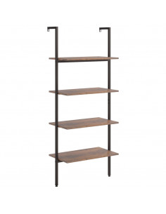 Scaffale Pendente 4 Livelli Marrone Scuro e Nero 64x35x152,5 cm 2