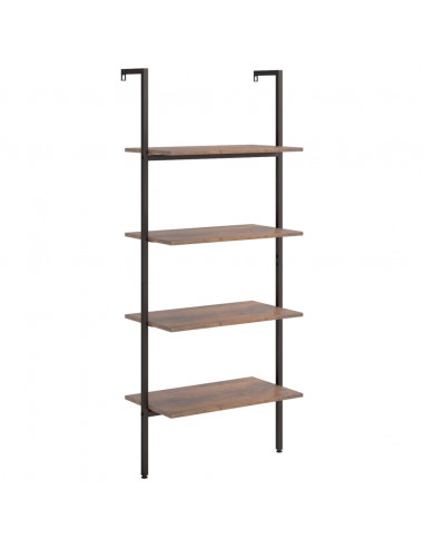 Scaffale Pendente 4 Livelli Marrone Scuro e Nero 64x35x152,5 cm