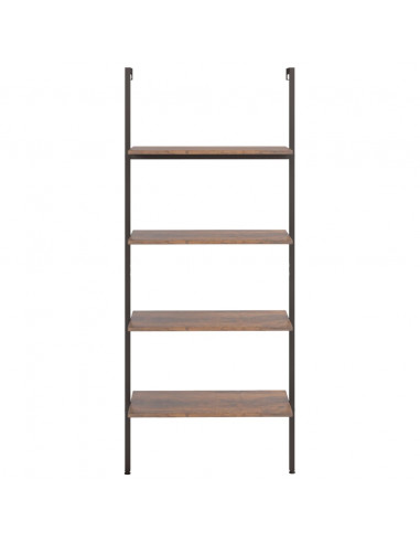 Scaffale Pendente 4 Livelli Marrone Scuro e Nero 64x35x152,5 cm