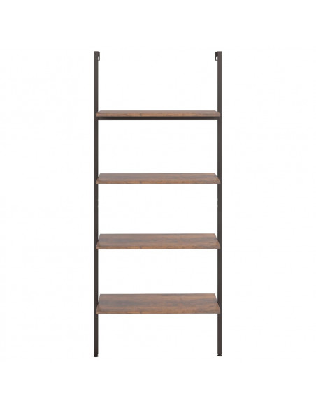 Scaffale Pendente 4 Livelli Marrone Scuro e Nero 64x35x152,5 cm