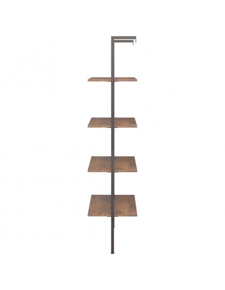 Scaffale Pendente 4 Livelli Marrone Scuro e Nero 64x35x152,5 cm