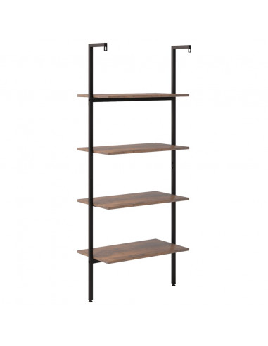 Scaffale Pendente 4 Livelli Marrone Scuro e Nero 64x35x152,5 cm