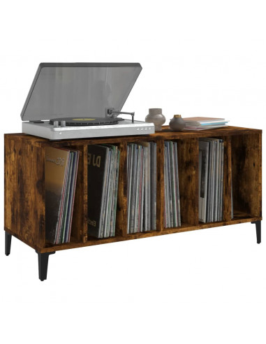 Mobile Porta Dischi Rovere Fumo 100x38x48 cm Legno Multistrato