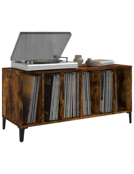 Mobile Porta Dischi Rovere Fumo 100x38x48 cm Legno Multistrato