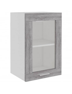 Mobile Pensile Vetro Grigio Sonoma 40x31x60cm Legno Multistrato 2