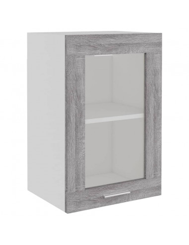 Mobile Pensile Vetro Grigio Sonoma 40x31x60cm Legno Multistrato