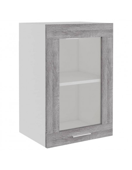 Mobile Pensile Vetro Grigio Sonoma 40x31x60cm Legno Multistrato