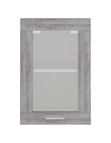 Mobile Pensile Vetro Grigio Sonoma 40x31x60cm Legno Multistrato