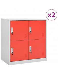 Armadietti Chiavi 2pz Grigio Chiaro Rosso 90x45x92,5cm Acciaio 2