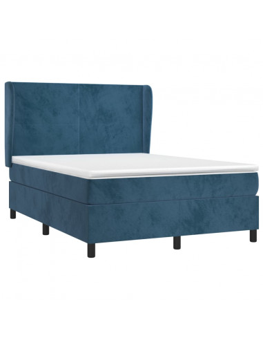 Giroletto a Molle con Materasso Blu Scuro 140x190 cm in Velluto