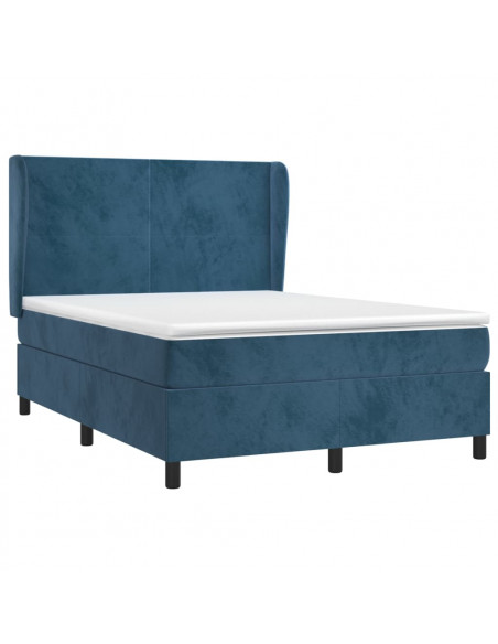 Giroletto a Molle con Materasso Blu Scuro 140x190 cm in Velluto