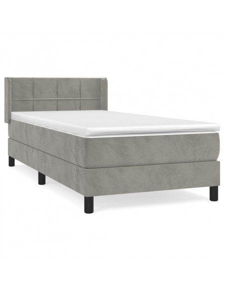 Giroletto a Molle con Materasso Grigio Chiaro 80x200 cm Velluto