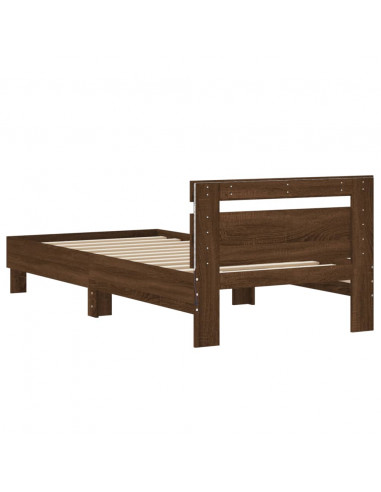 Giroletto con Testiera e LED Rovere Marrone 75x190 cm