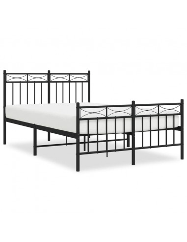 Giroletto con Testiera e Pediera Metallo Nero 120x190 cm