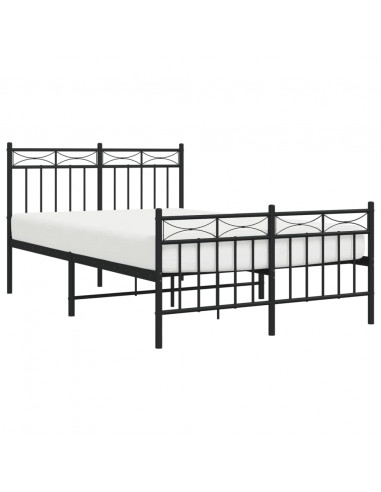 Giroletto con Testiera e Pediera Metallo Nero 120x190 cm