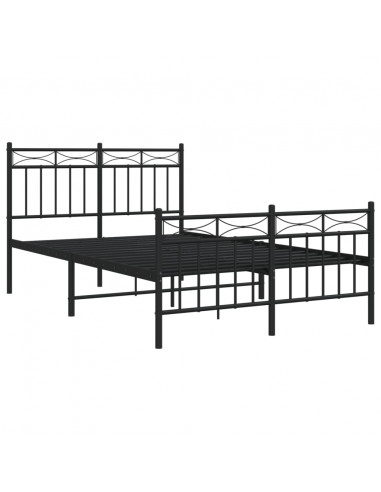 Giroletto con Testiera e Pediera Metallo Nero 120x190 cm