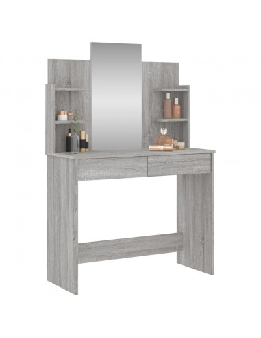 Toeletta con Specchio Grigio Sonoma 96x39x142 cm