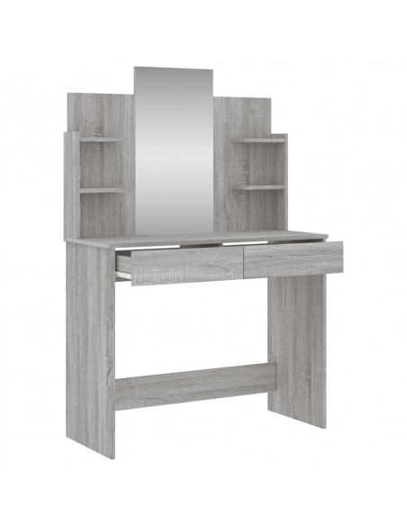 Toeletta con Specchio Grigio Sonoma 96x39x142 cm