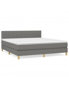 Giroletto a Molle con Materasso Grigio Scuro 180x200 cm Tessuto 2