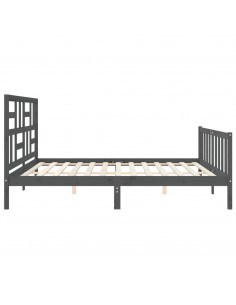 Giroletto con Testiera Grigio 200x200 cm in Legno Massello 2