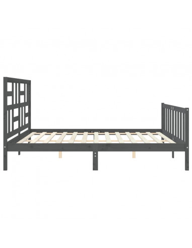 Giroletto con Testiera Grigio 200x200 cm in Legno Massello