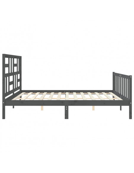Giroletto con Testiera Grigio 200x200 cm in Legno Massello