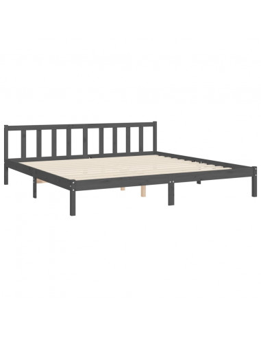 Giroletto con Testiera Grigio 200x200 cm in Legno Massello