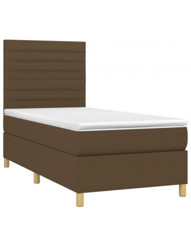 Giroletto a Molle con Materasso Marrone Scuro 90x200 cm Tessuto