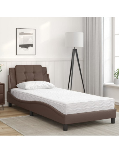 Letto con Materasso Marrone 100x200cm in Similpelle