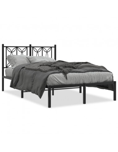 Giroletto con Testiera in Metallo Nero 120x190 cm