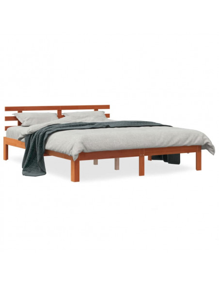 Giroletto con Testiera Marrone Cera 150x200 cm Massello Pino