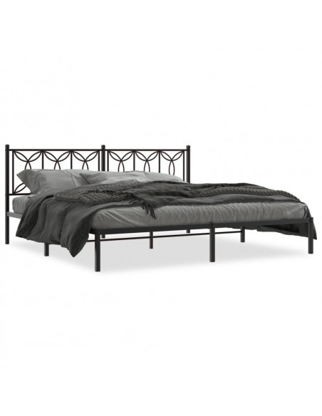 Giroletto con Testiera in Metallo Nero 200x200 cm