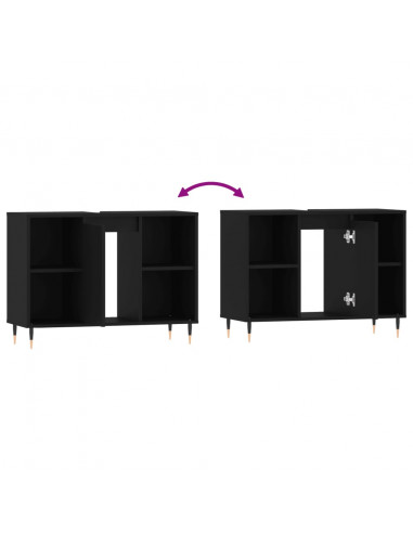 Mobile da Bagno Nero 80x33x60 cm in Legno Multistrato