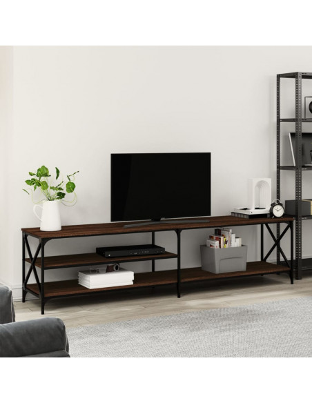 Mobile TV Rovere Marrone 200x40x50cm Legno Multistrato Metallo