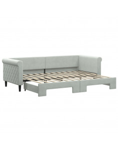 Divano Letto con Letto Estraibile Grigio Chiaro 80x200 Velluto 2