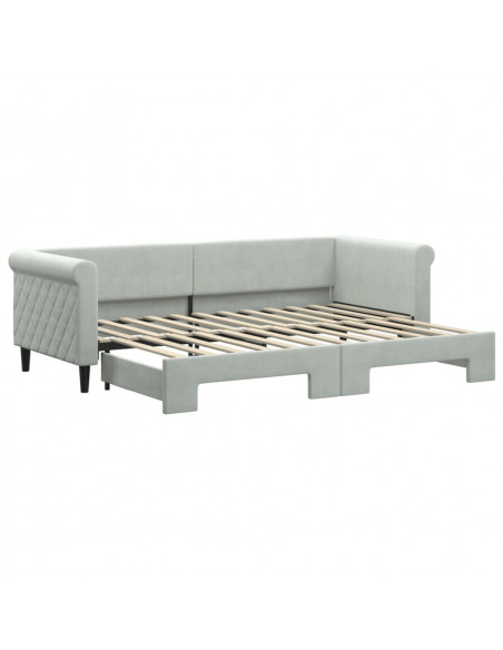 Divano Letto con Letto Estraibile Grigio Chiaro 80x200 Velluto