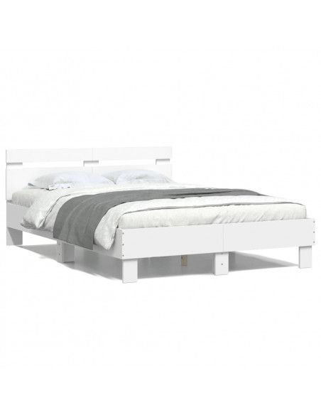 Giroletto con Testiera Bianco 135x190 cm in Legno Multistrato