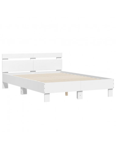 Giroletto con Testiera Bianco 135x190 cm in Legno Multistrato