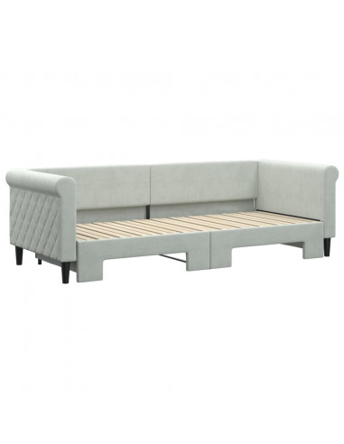 Divano Letto con Letto Estraibile Grigio Chiaro 80x200 Velluto