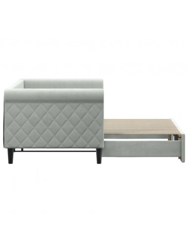 Divano Letto con Letto Estraibile Grigio Chiaro 80x200 Velluto