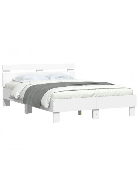 Giroletto con Testiera Bianco 135x190 cm in Legno Multistrato