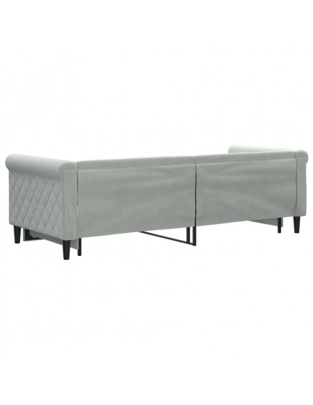 Divano Letto con Letto Estraibile Grigio Chiaro 80x200 Velluto