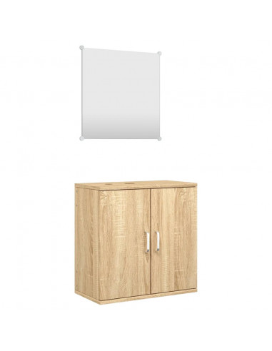 Set Mobili da Bagno 2 pz Rovere in Legno Multistrato